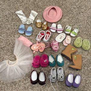 American Girl doll random shoe and accessory lot tennis shoes, slippers and more